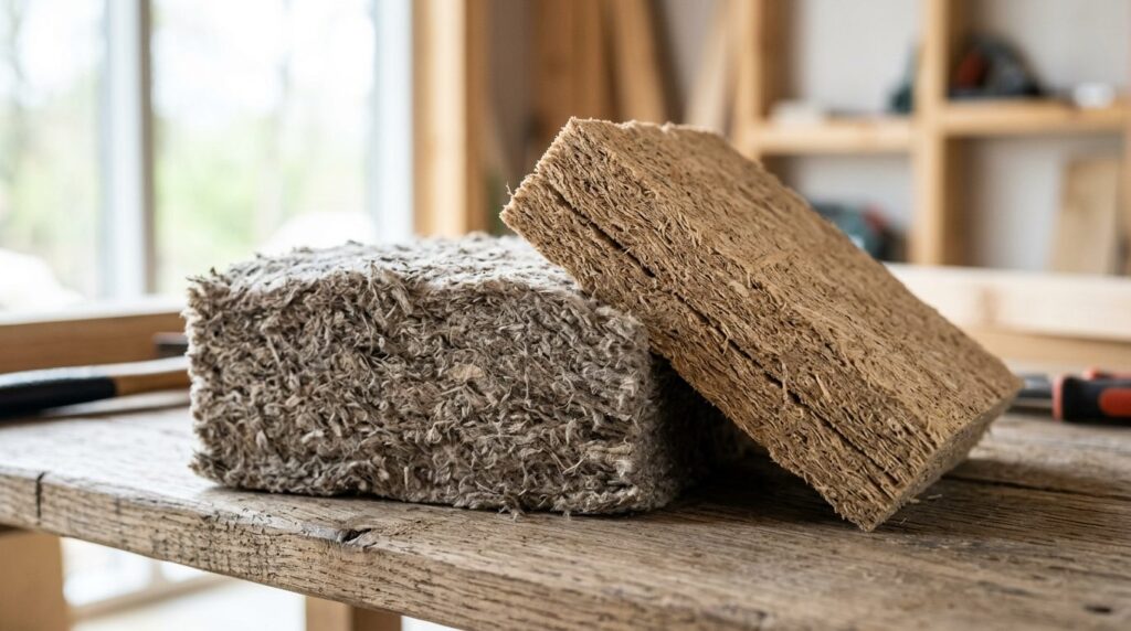 Close-up detailed view of eco-friendly bio-based insulation 