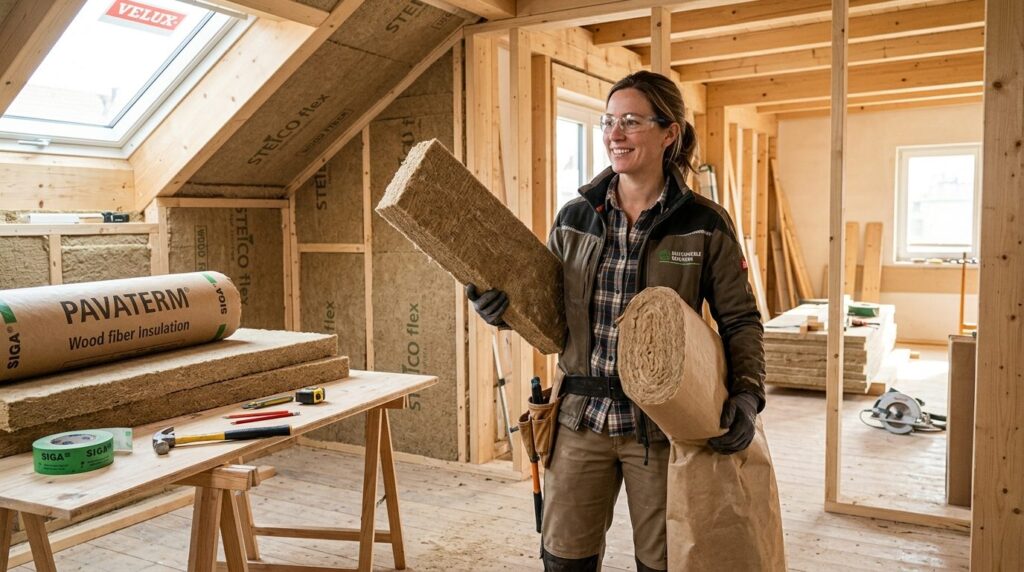 Sustainable home renovation scene with carpenter or builder 