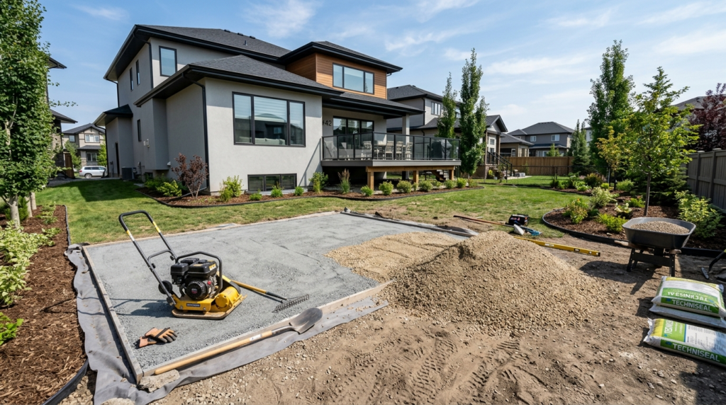 Wide angle shot of a residential outdoor space transformatio